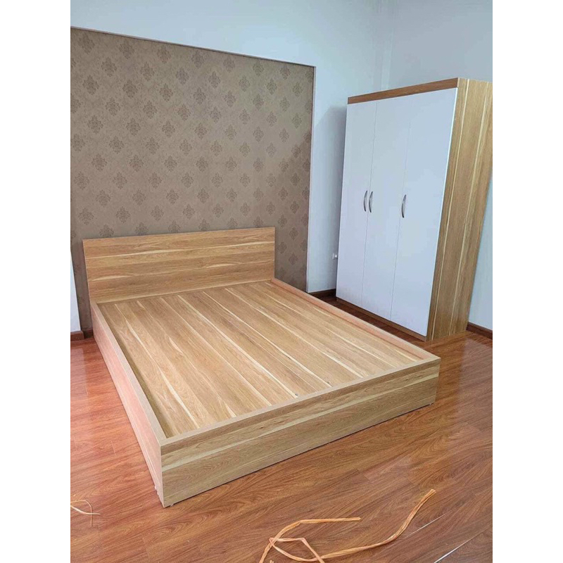 Giường gỗ MDF tự nhiên_1,6m